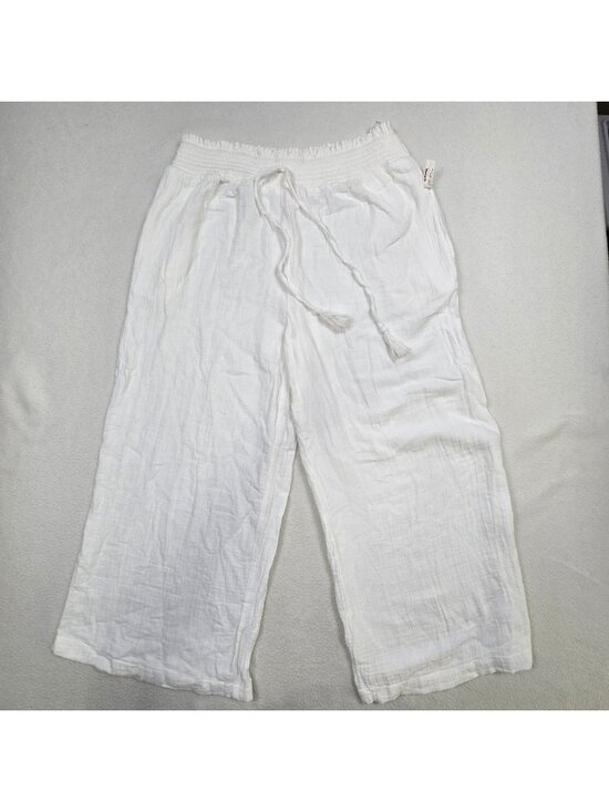Japna Other - Japna Large Wide Leg 100% Cotton Sleepwear Pants White Elastic Waist Lounge